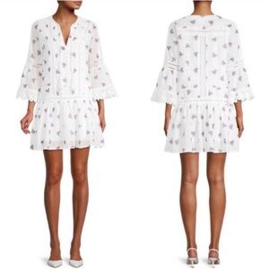 Allison New York Embroidered Lace White and Lilac Drop-Waist Dress Medium